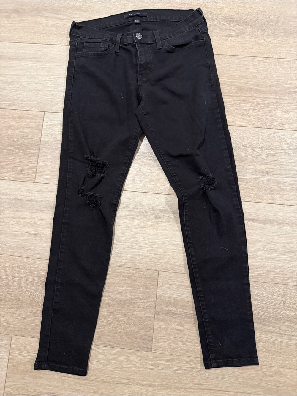 Flying Monkey Black Skinny Jeans with Subtle Distress